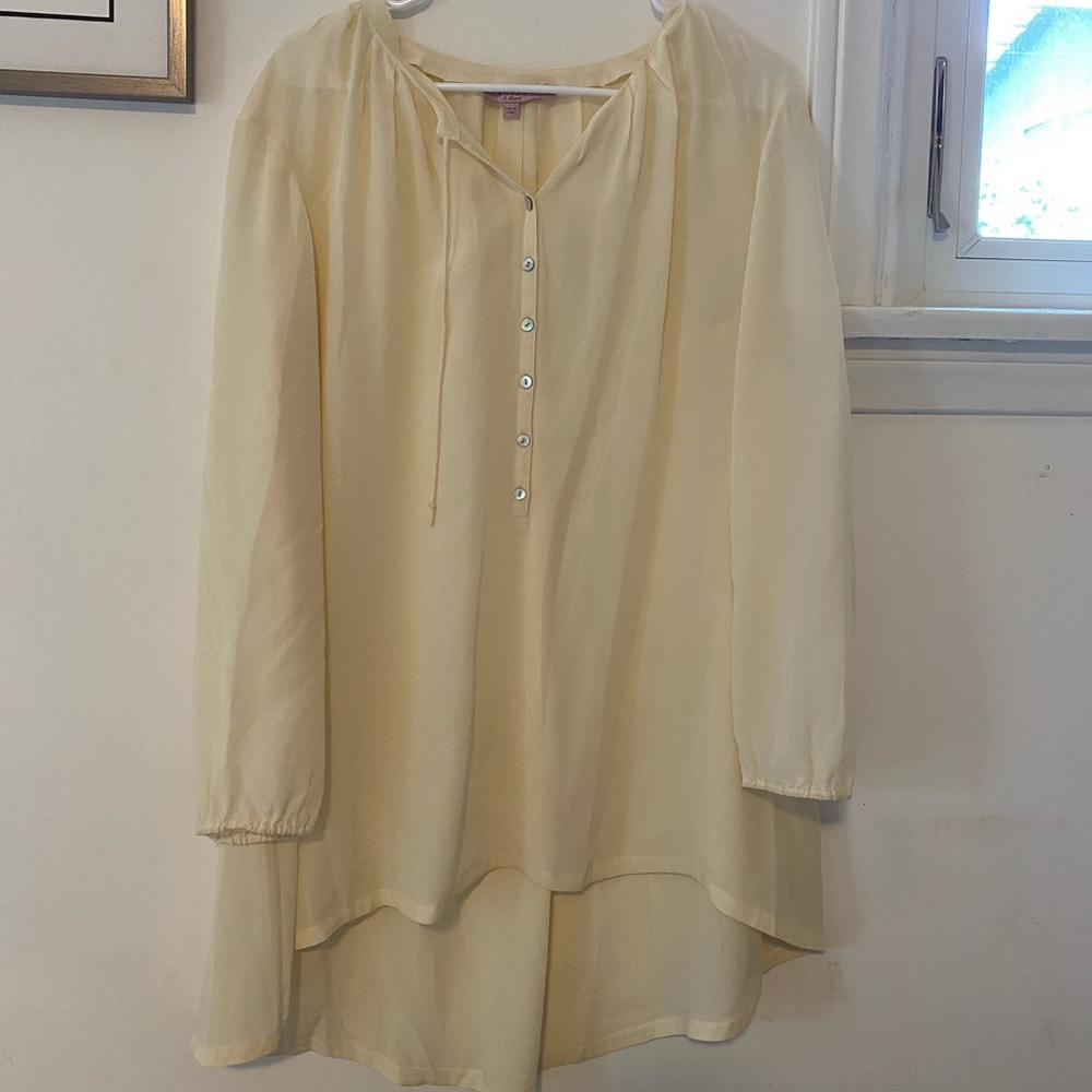Calypso St Barth Ivory Long Silk Blouse